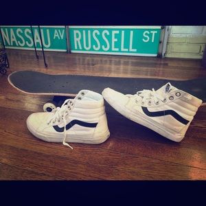 Vans White Canvas Sk8 High Tops